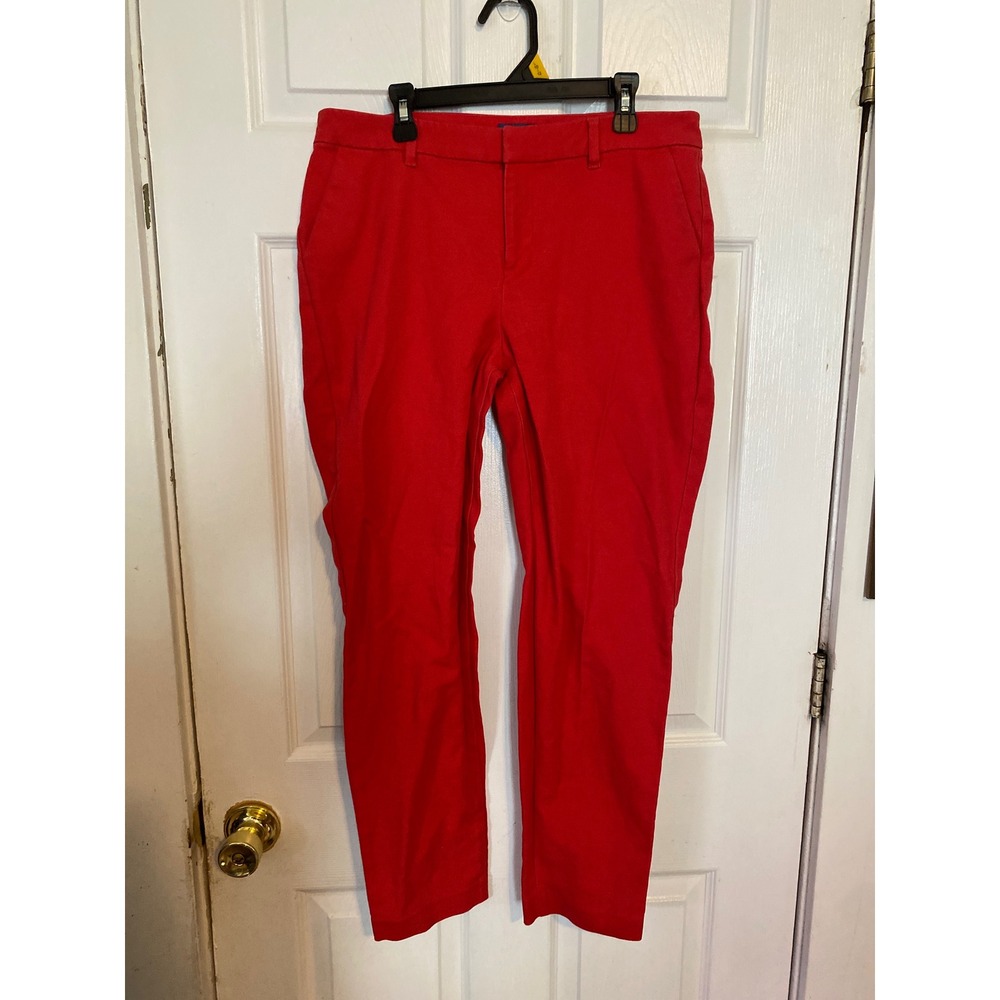 Old Navy Harper Red Mid Rise Ankle Pants Womens 6 Tall Cotton Blend Trousers